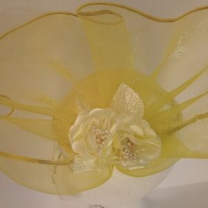 🆕👒 Vintage French Style Fascinator Church Hat - Yellow